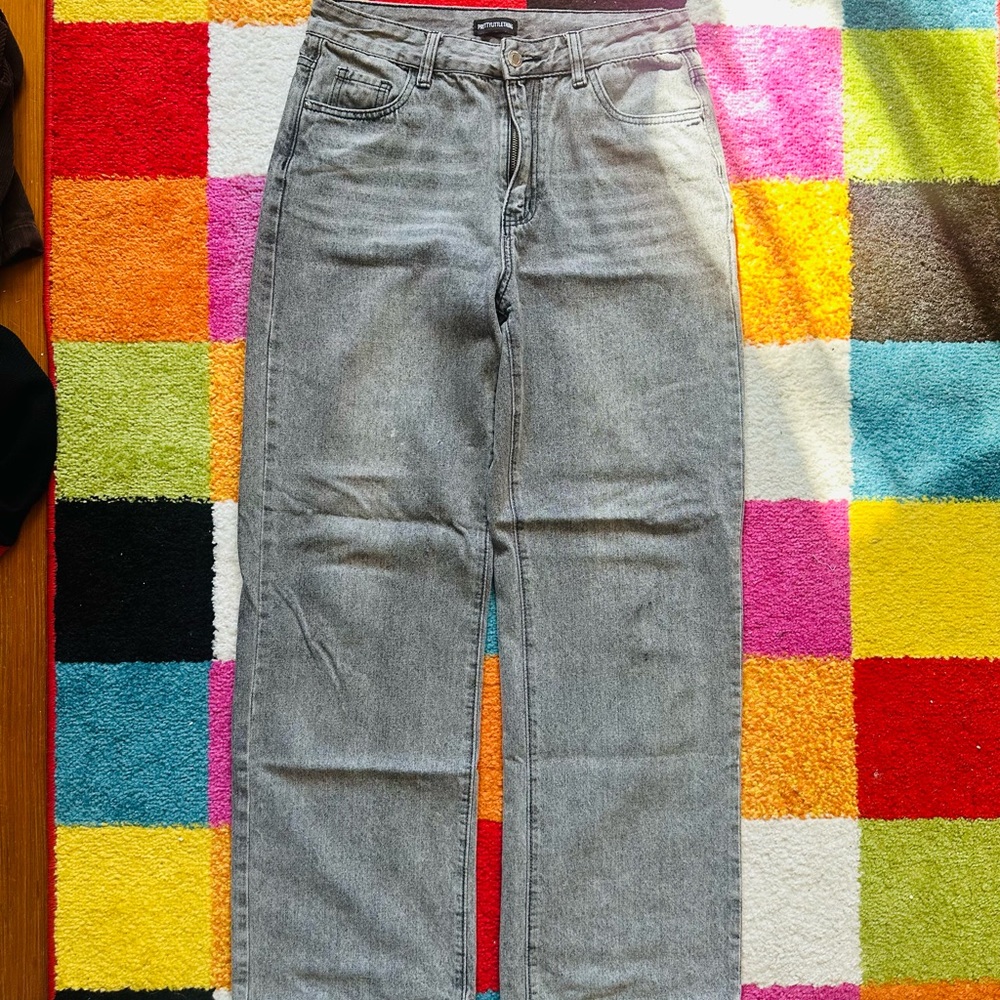 Grey wide leg jeans